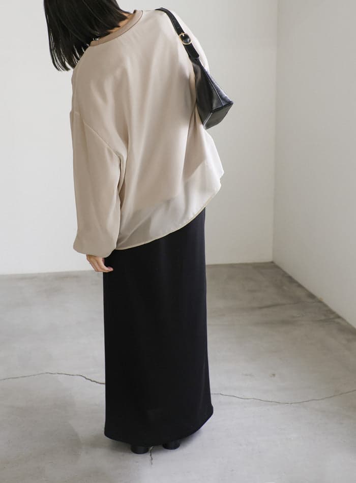 雪紡層次大學T (灰米) image 1