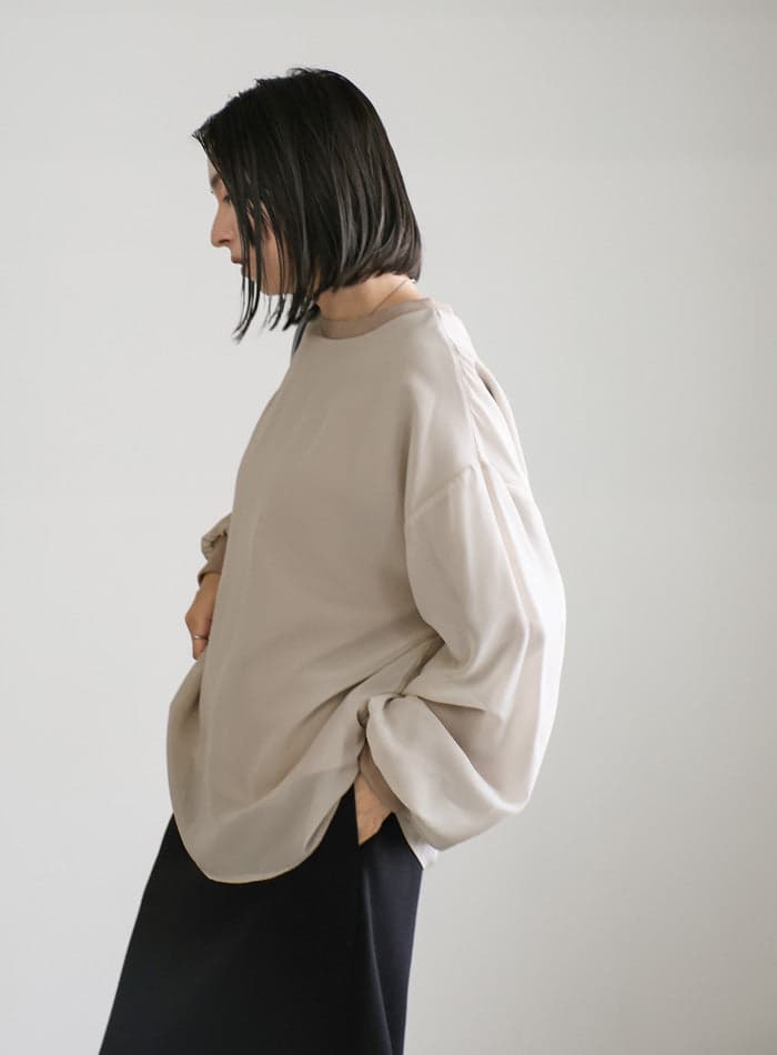 雪紡層次大學T (灰米) image 1