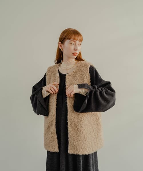 針織拼接喇叭裙洋裝(黑色) image 1