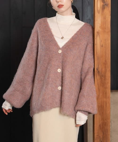 雙面提花針織開衫 (粉色) image 1