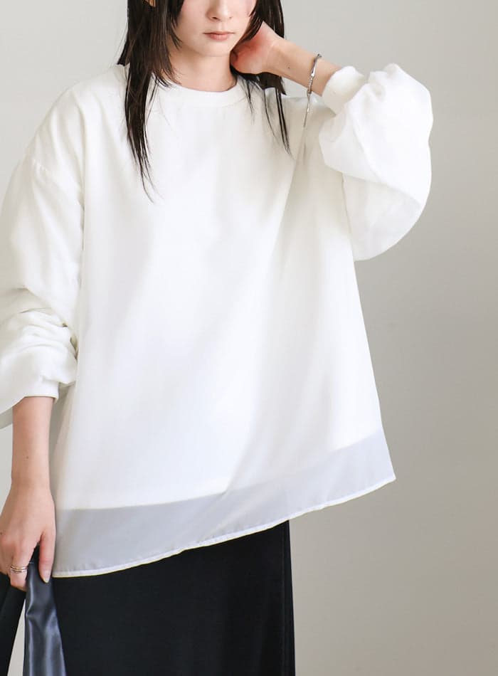 雪紡層次大學T (米白) image 1